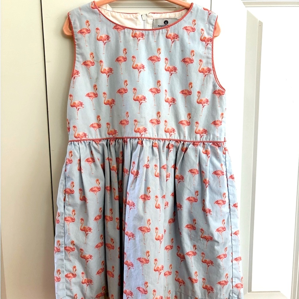 Nantucket Kids Flamingo Print Dress 3T - Blue and Pink